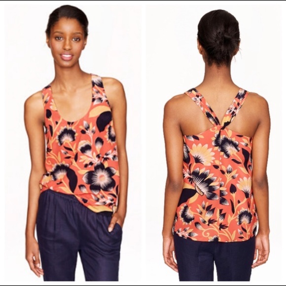 J. Crew Twist Back Floral Silk Top - Picture 3 of 5